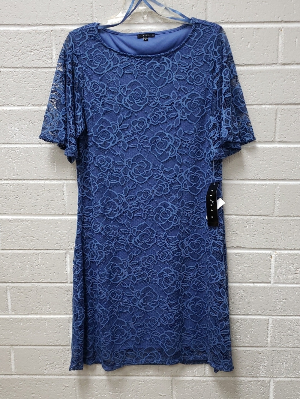 3/$20 Lace Overlay Short Sleeve Dress - Blue